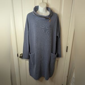 Creation Women's Cowl Zipper Neck Dress/ Long Tunic, Size Medium